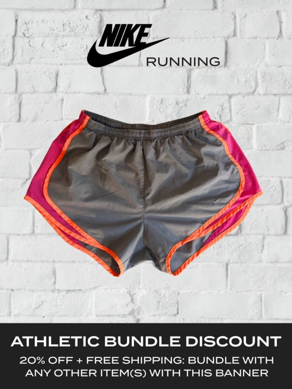 Nike Dri-FIT Tempo Running Shorts Women's Size M | Gray Pink Orange Lined